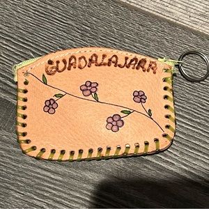 Leather Handmade Guadalajara Mexico Coin Purse Keychain